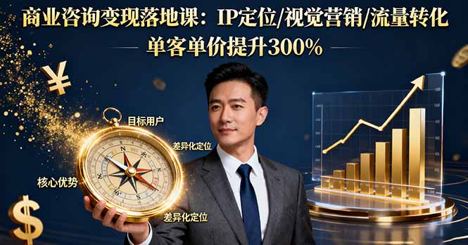 商业咨询变现落地课：IP定位/视觉营销/流量转化，单客单价提升300%-南友云赚