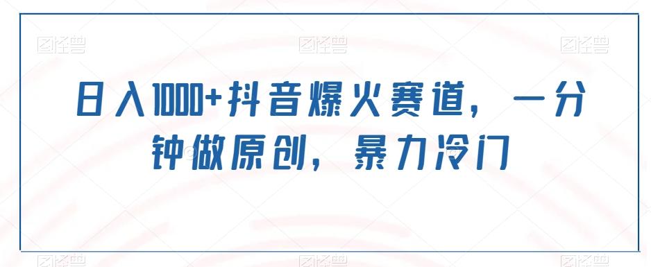 日入1000+抖音爆火赛道，一分钟做原创，暴力冷门-南友云赚