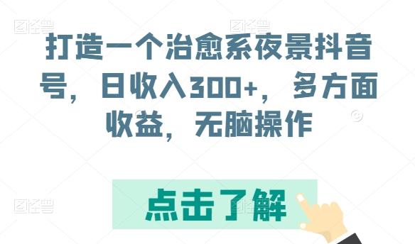 打造一个治愈系夜景抖音号，日收入300+，多方面收益，无脑操作【揭秘】-南友云赚
