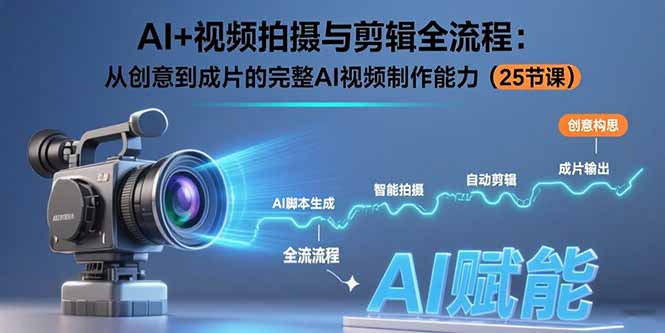 AI+视频拍摄与剪辑全流程：从创意到成片的完整AI视频制作能力(25节课-南友云赚