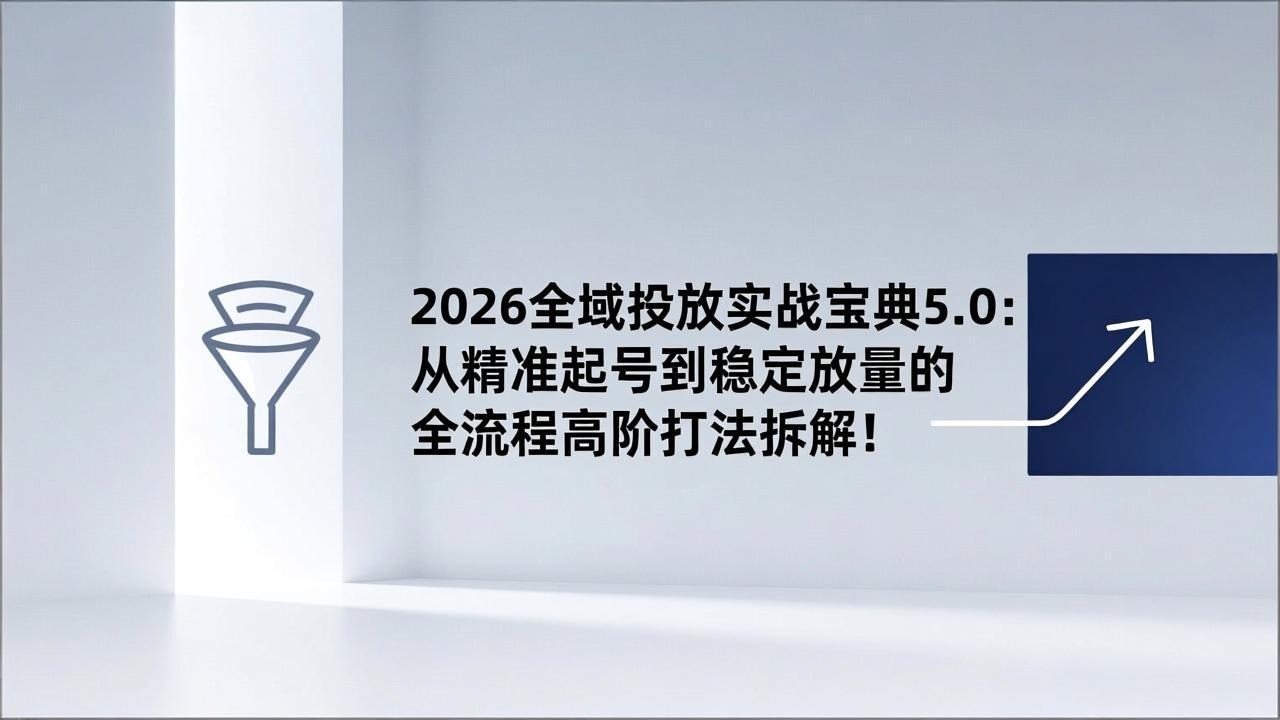 2026全域投放实战宝典5.0：从精准起号到稳定放量的全流程高阶打法拆解！-南友云赚