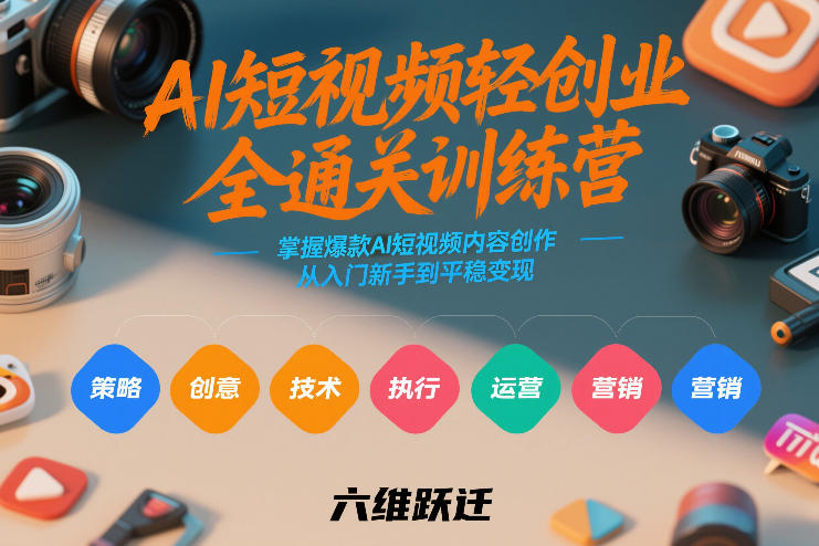 AI短视频轻创业全通关训练营，掌握爆款AI短视频内容创作，从入门新手到平稳变现的六维跃迁-南友云赚