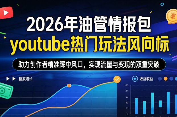 2026年油管情报包，youtube热门玩法风向标，助力创作者精准踩中风口，实现流量与变现的双重突破-南友云赚