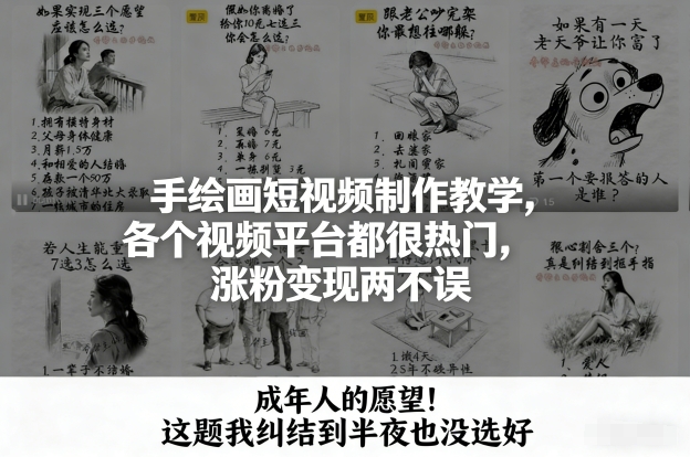 手绘画短视频制作教学，各个视频平台都很热门，涨粉变现两不误-南友云赚