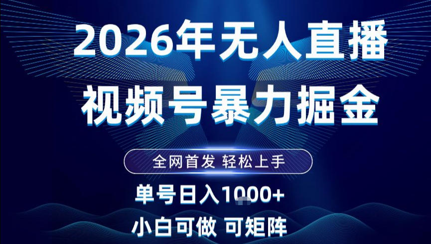 2026最新视频号无人直播掘金，全网首发，小白可以玩，长期稳定日入1k+【揭秘】-南友云赚