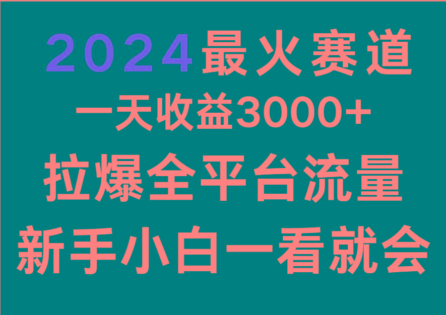 2024最火赛道,一天收一3000+.拉爆全平台流量,新手小白一看就会-南友云赚