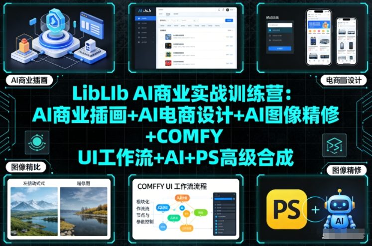 LibLIb AI商业实战训练营：AI商业插画+AI电商设计+AI图像精修+COMFY UI工作流+AI+PS高级合成-南友云赚