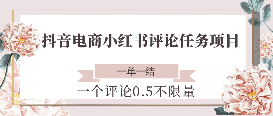 抖音电商小红书评论任务项目，一个评论0.5，一单一结 不限量-南友云赚