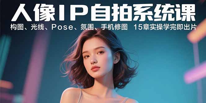 人像IP自拍系统课：构图、光线、Pose、氛围、手机修图 15章实操学完即出片-南友云赚