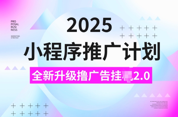 2025小程序推广计划，撸广告挂JI3.0玩法，日均5张【揭秘】-南友云赚