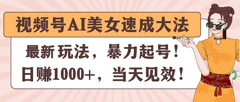 视频号AI美女速成大法，暴力起号，日赚1000+，当天见效-南友云赚