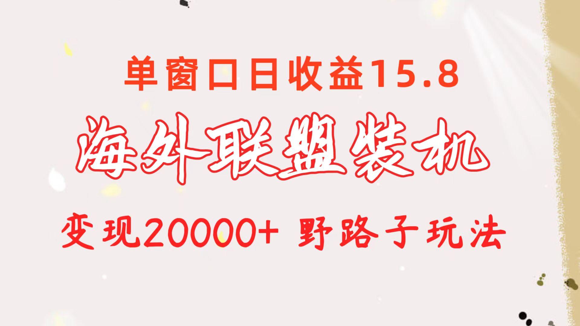 海外联盟装机 单窗口日收益15.8  变现20000+ 野路子玩法-南友云赚