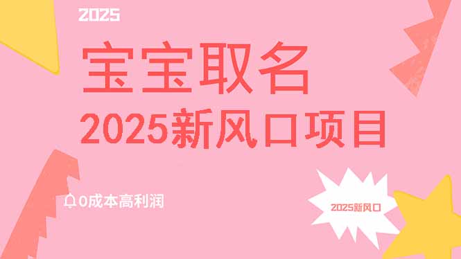 2025新风口项目宝宝取名，0成本高利润，附保姆级教程，月入过万不是梦-南友云赚