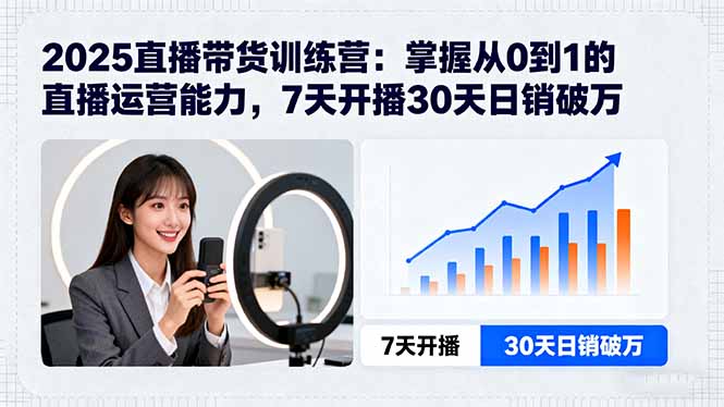 2025直播带货训练营：掌握从0到1的直播运营能力，7天开播30天日销破万-南友云赚