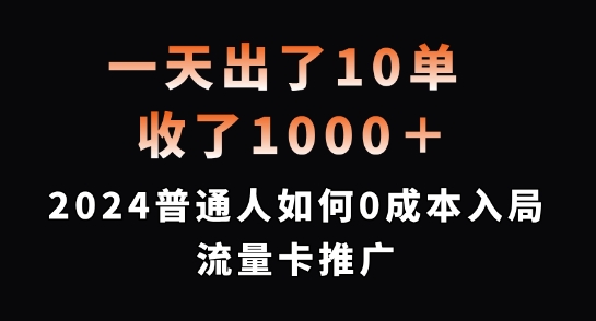 一天出了10单，收了1000+，2024普通人如何0成本入局流量卡推广【揭秘】-南友云赚