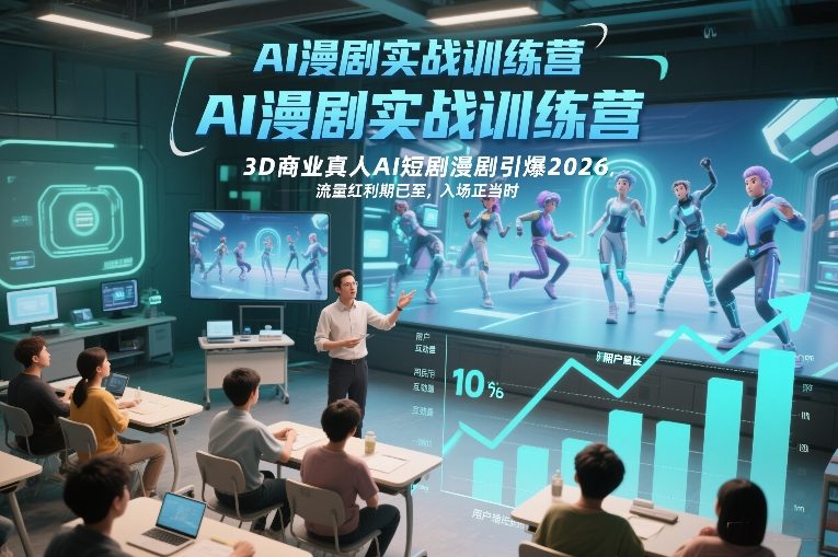 AI漫剧实战训练营，3D商业真人AI短剧漫剧引爆2026，流量红利期已至，入场正当时-南友云赚