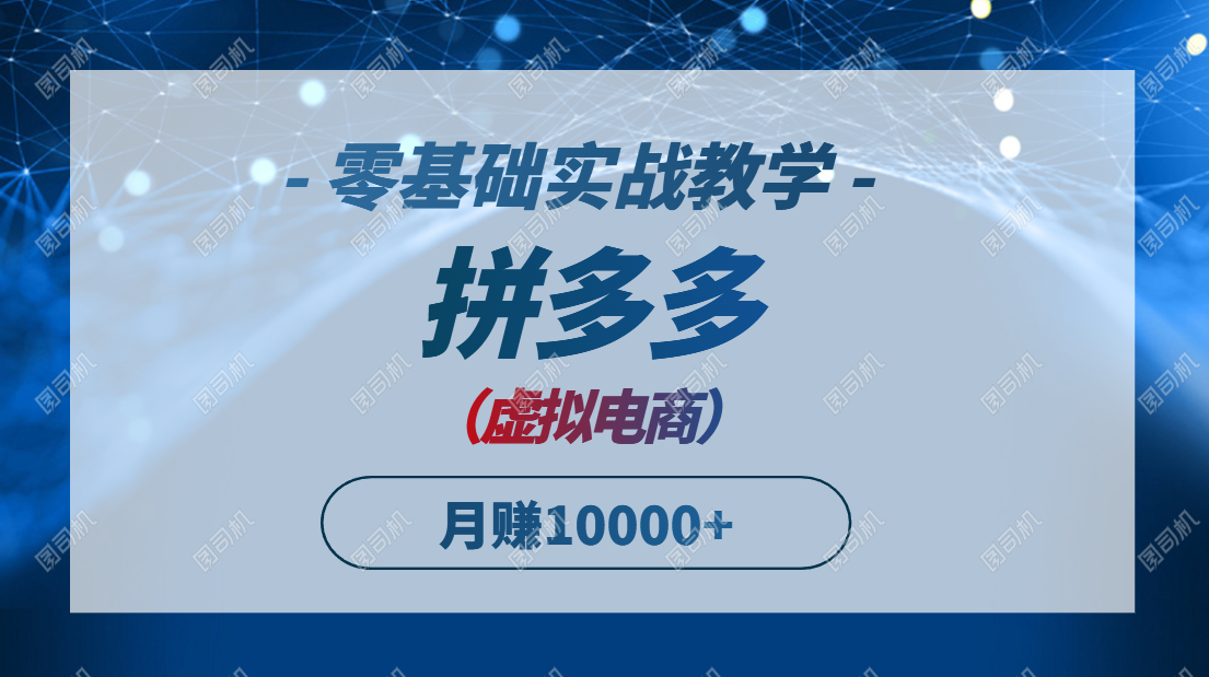 拼多多虚拟电商，零基础实战教学，快速打爆商品，新手也能月入10000+-南友云赚