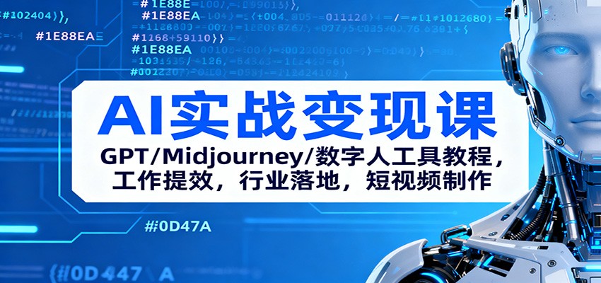 AI实战变现课：GPT/Midjourney/数字人工具教程，工作提效，行业落地，短视频制作-南友云赚