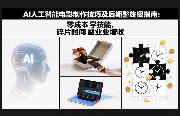 AI人工智能电影制作技巧及后期完整终极指南：零成本学技能，碎片时间副业增收-南友云赚