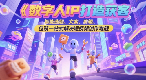 数字人IP打造获客变现实操课，智能选题、文案、剪辑、包装一站式解决短视频创作难题-南友云赚