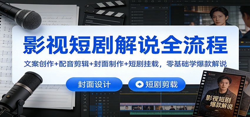 影视短剧解说全流程：文案创作+配音剪辑+封面制作+短剧挂载，零基础学爆款解说-南友云赚