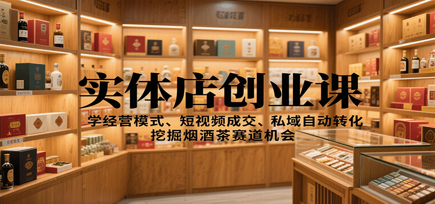 实体店创业课：学经营模式、短视频成交、私域自动转化，挖掘烟酒茶赛道机会-南友云赚