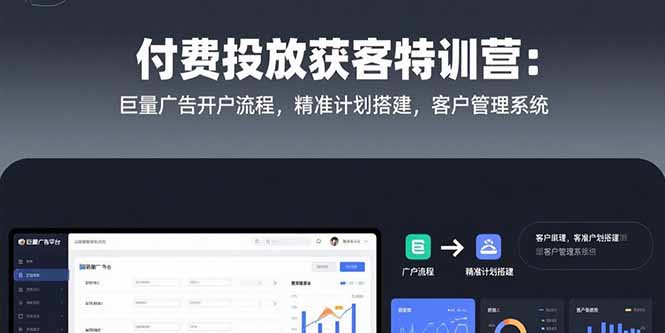 付费投放获客特训营：巨量广告开户流程，精准计划搭建，客户管理系统-南友云赚