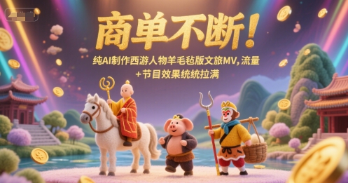 商单不断！纯AI制作西游人物羊毛毡版文旅MV，流量+节目效果统统拉满-南友云赚