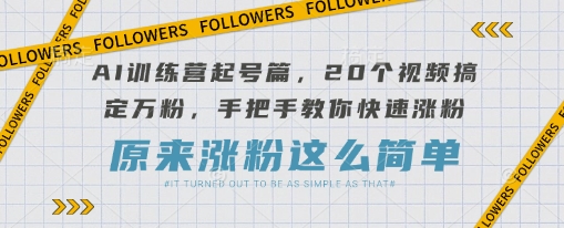 AI训练营起号篇，20个视频搞定万粉，手把手教你快速涨粉-南友云赚