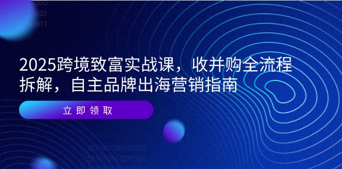 3bd754f72794e38a3d0d547daa95f7a0.jpeg 2025跨境致富实战课,收并购全流程拆解,自主品牌出海营销指南