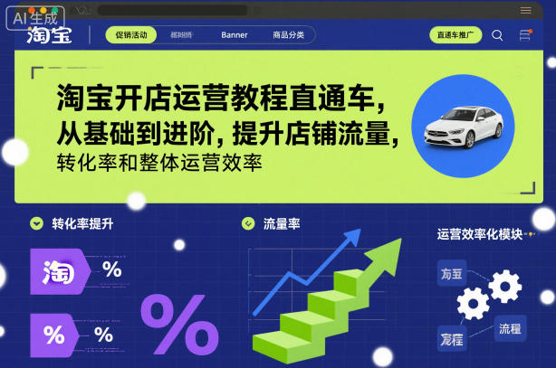 淘宝开店运营教程直通车，从基础到进阶，提升店铺流量，转化率和整体运营效率(更新26年1月)-南友云赚