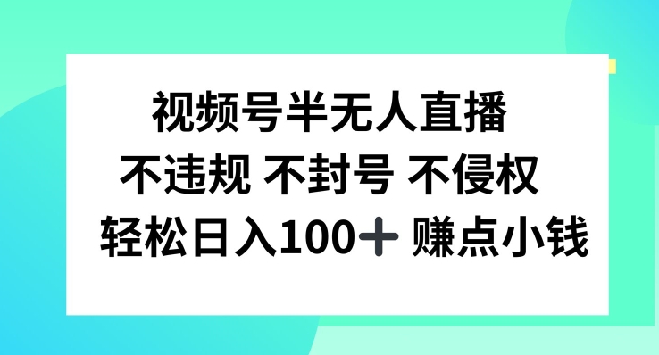 视频号半无人直播，不违规不封号，轻松日入100+【揭秘】-南友云赚