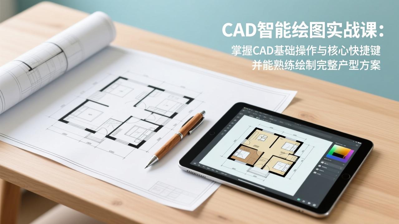 CAD智能绘图实战课：掌握CAD基础操作与核心快捷键，并能熟练绘制完整户型方案-南友云赚