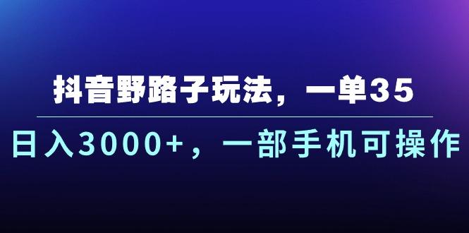 抖音野路子玩法，一单35.日入3000+，一部手机可操作-南友云赚