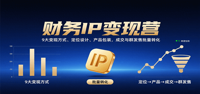 财务IP变现营：9大变现方式、定位设计、产品包装，成交与群发售批量转化-南友云赚
