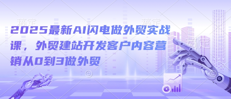 2025最新AI闪电做外贸实战课，外贸建站开发客户内容营销从0到3做外贸-南友云赚