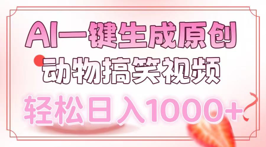 AI一键生成原创动物搞笑视频，轻松日入1000+-南友云赚