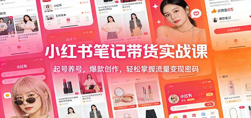 小红书笔记带货实战课：起号养号，爆款创作，轻松掌握流量变现密码-南友云赚