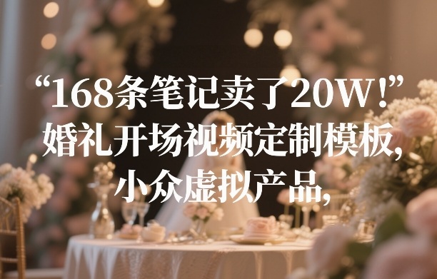 168条笔记卖了20W！婚礼开场视频定制模板，小众虚拟产品-南友云赚