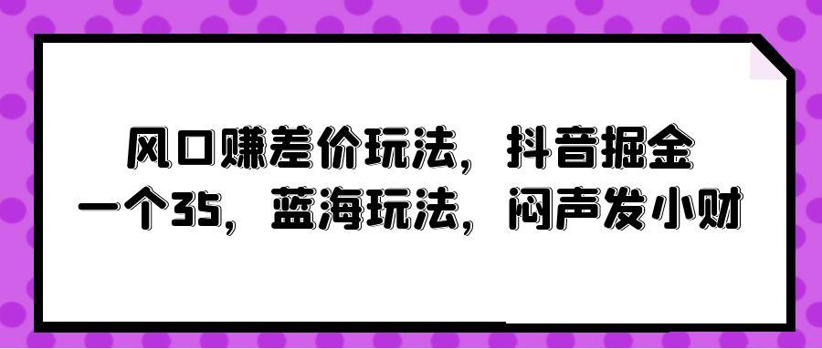 (10022期)风口赚差价玩法，抖音掘金，一个35，蓝海玩法，闷声发小财-南友云赚