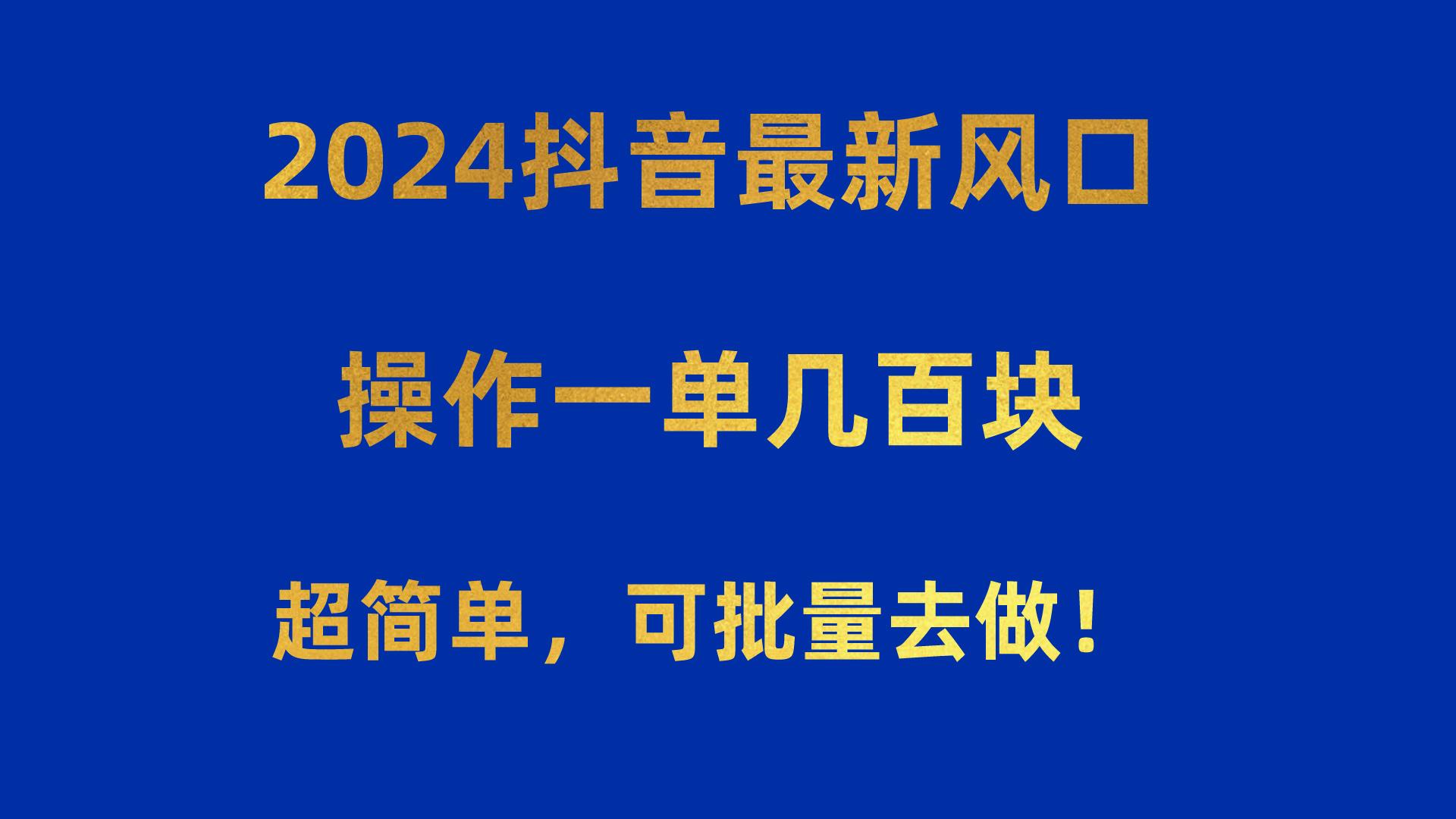 2024抖音最新风口！操作一单几百块！超简单，可批量去做！！！-南友云赚
