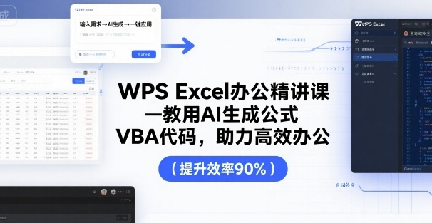 WPS Excel办公精讲课，教用 AI 生成公式，VBA 代码，助力高效办公-南友云赚