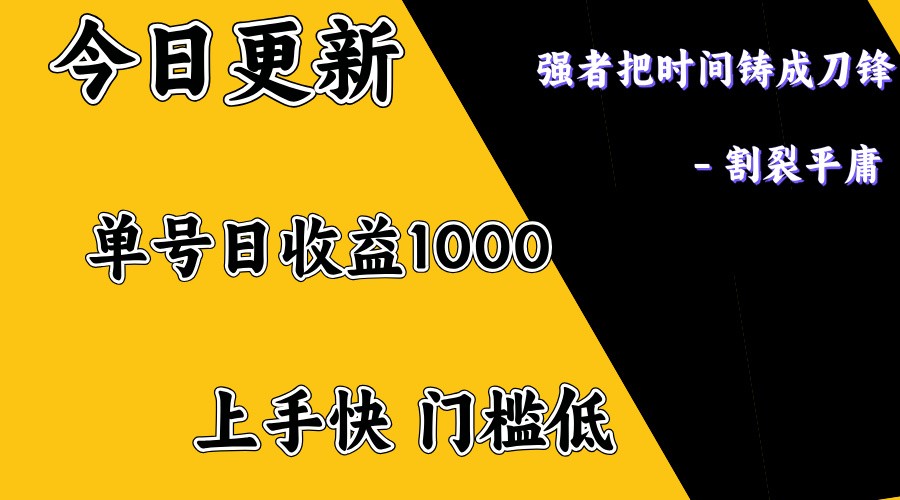 上手一天1000打底，正规项目，懒人勿扰-南友云赚
