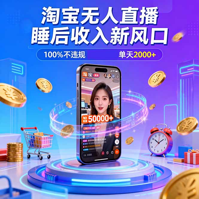 淘宝无人直播，不违规不封号，直播100小时卖了5万，年底旺季！-南友云赚