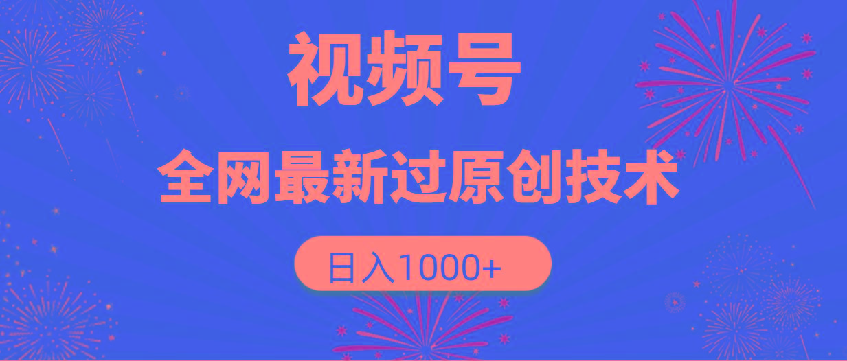 (9713期)视频号，全网最新过原创技术，日入1000+-南友云赚