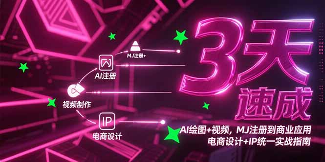 3天速成AI绘图+视频，MJ注册到商业应用，电商设计+IP统一实战指南-南友云赚