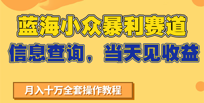 蓝海小众暴利赛道，信息查询，当天见收益，不讲玄学，7天搞了2万+-南友云赚