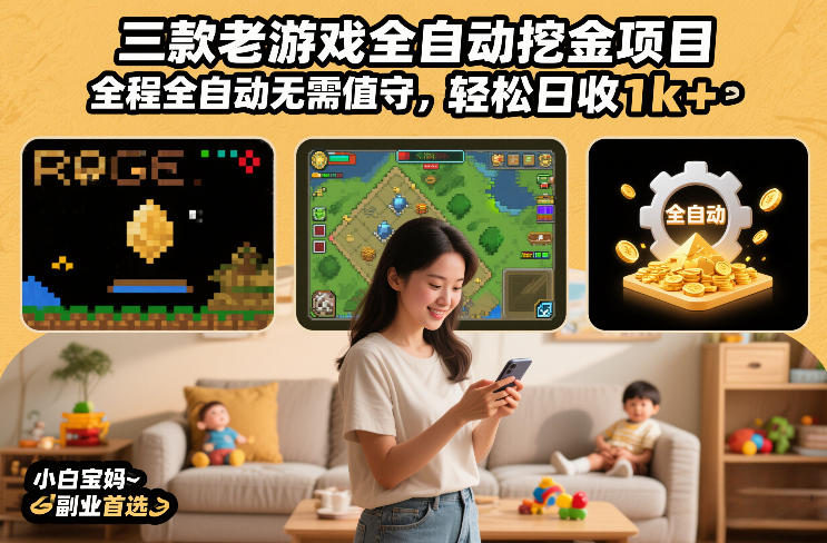三款老游戏全自动挖金项目，全程全自动无需值守，轻松日收1k+，小白宝妈副业首选【揭秘】-南友云赚