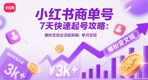 44493555f191714cea9334d2e7b14aa8.jpeg 小红书商单号7天快速起号攻略:爆粉变现全流程拆解,单月变现3k+