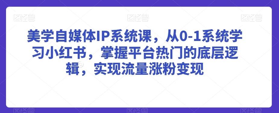美学自媒体IP系统课，从0-1系统学习小红书，掌握平台热门的底层逻辑，实现流量涨粉变现-南友云赚